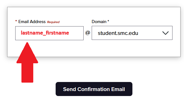 A screen grab of the Mango Languages email domain selection menu