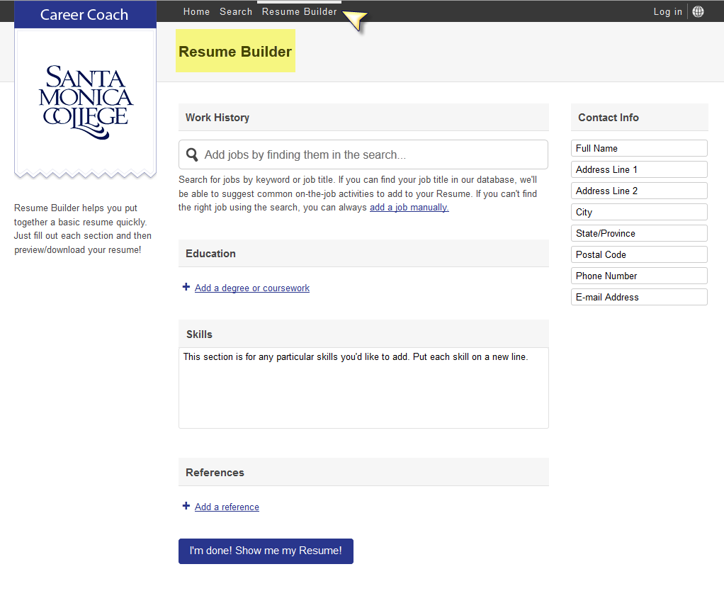 Resume Builder screen shot