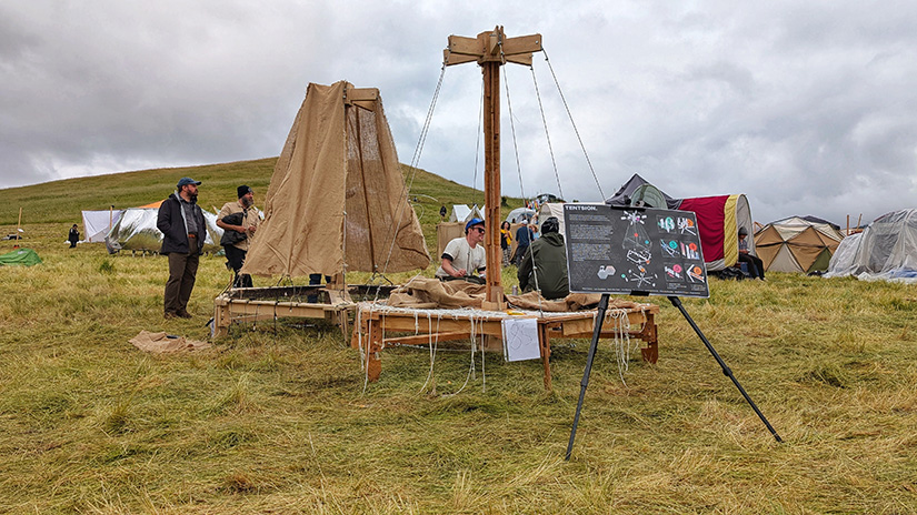 The structure built by SMC architecture students on “Team Tentsion” which won the Best Theme award at the 50th Annual Cal Poly San Luis Obispo Design Village Competition held April 25-April 27. (Photo Credit: Javier Cambron)