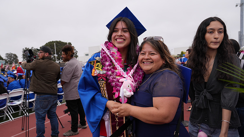 Jacqueline with her mom at SMC graduation