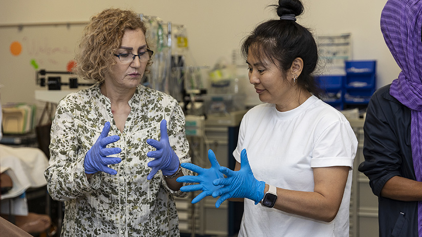 Practicing gloving techniques