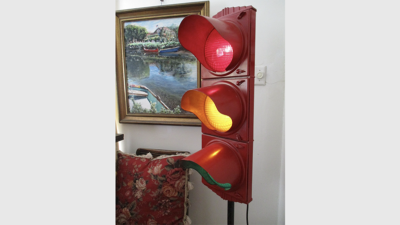 A seascape Freddie painted and a vintage stop light