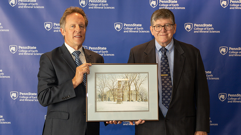 Robert Myers being inducted into the Penn State Obelisk Society